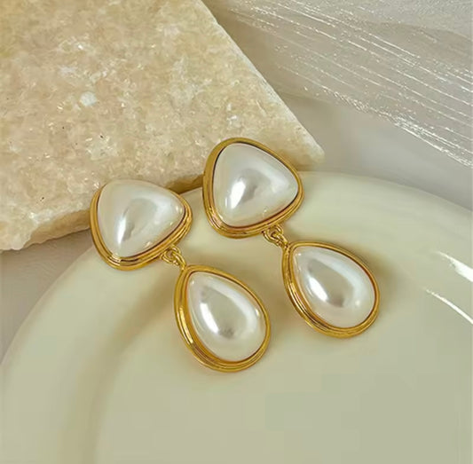 Hepburn Pearl Drop Stud Earrings