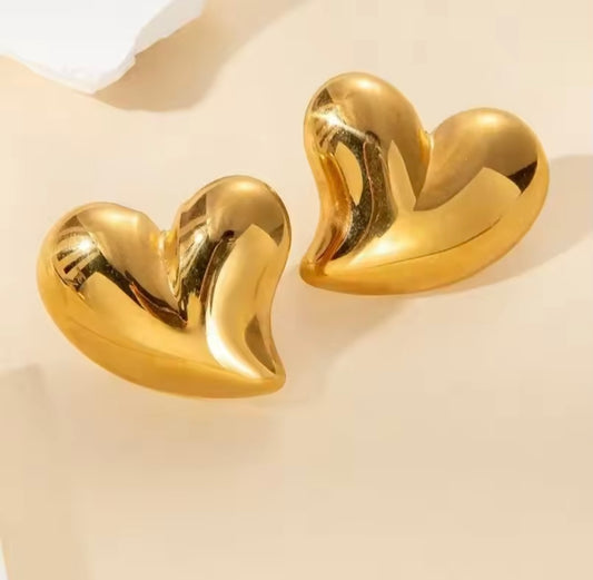 3D Heart Shaped Hoop Earrings