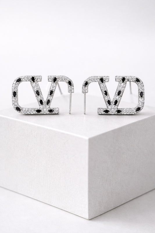 Royal Sapphire Pavé "V" Statement Studs