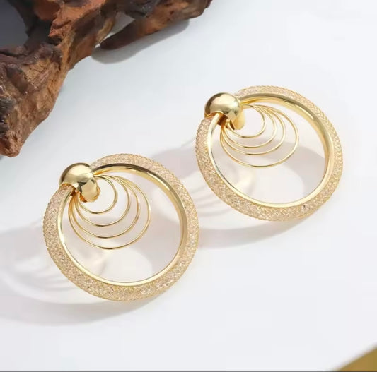 Double Circle Diamond Earrings