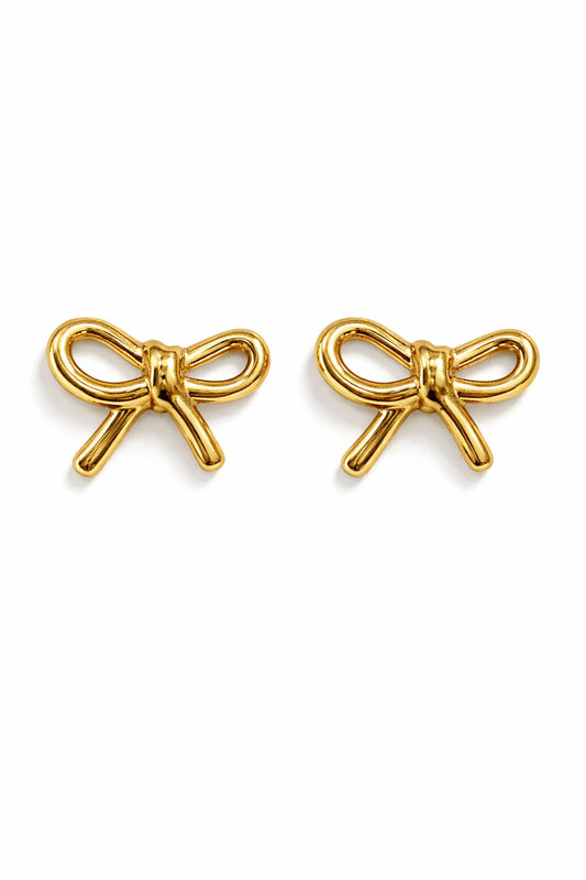 Gold Bow Earrings - Small Ribbon Studs - Dainty Gold Jewelry