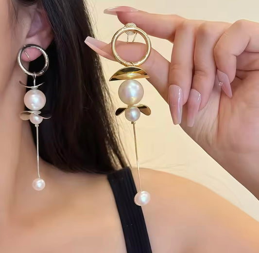 Pearl Tassel Chain Earrings