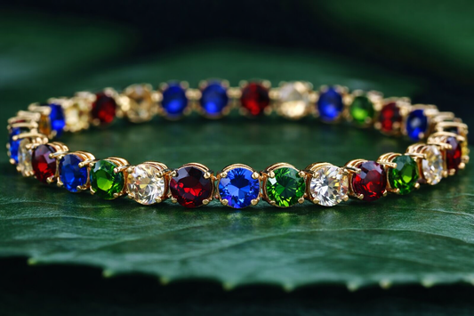 Luxury Multi-Color Gemstone Gold Bracelet for Women
