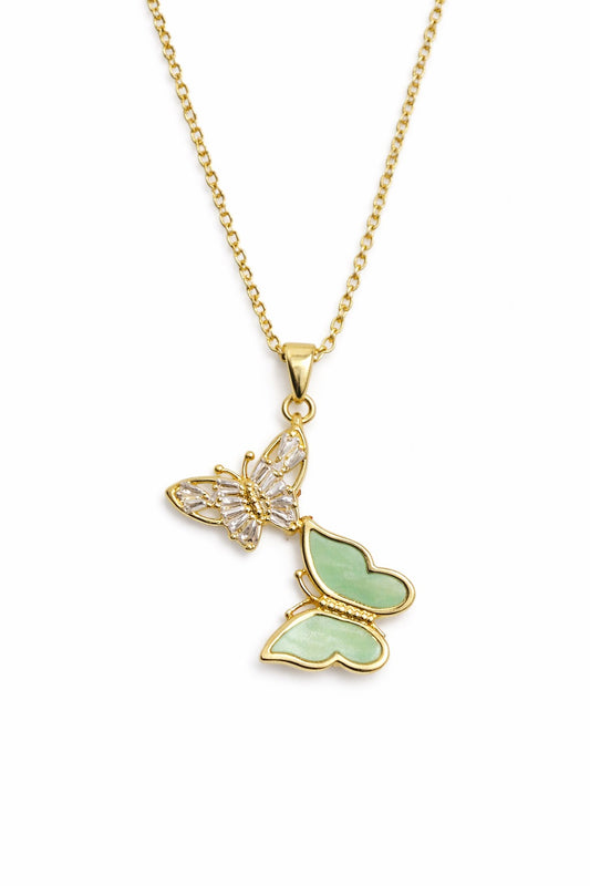 Duo Butterfly Pendant Necklace