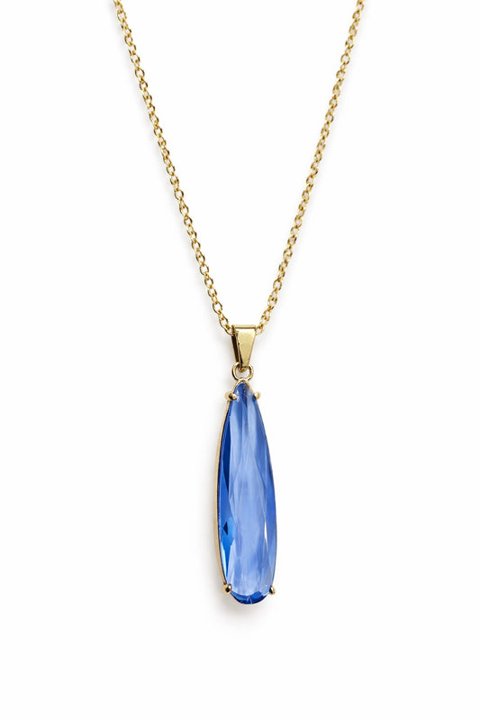 Elongated Cobalt Teardrop Necklace