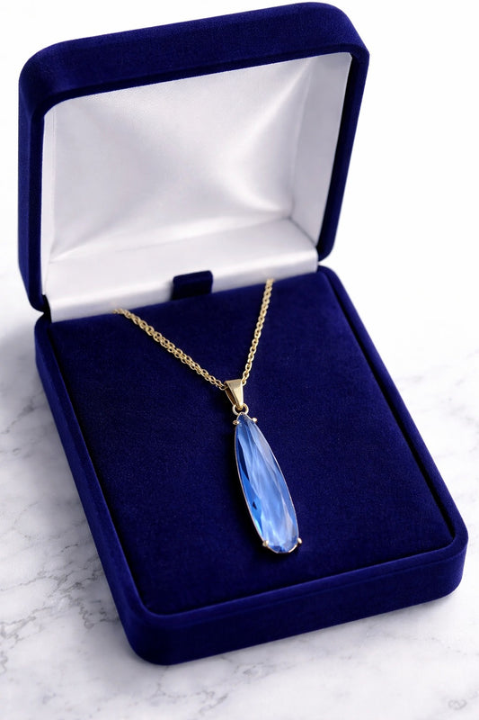 Elongated Cobalt Teardrop Necklace
