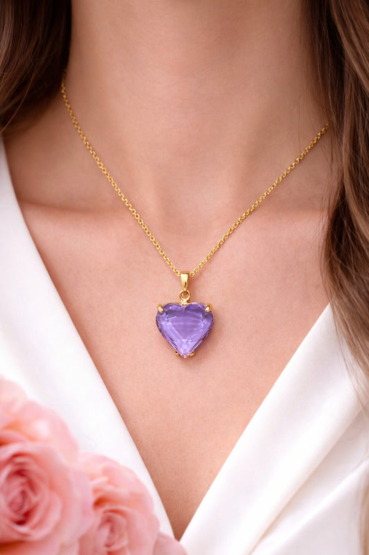 Eternal Lavender Heart Charm Necklace