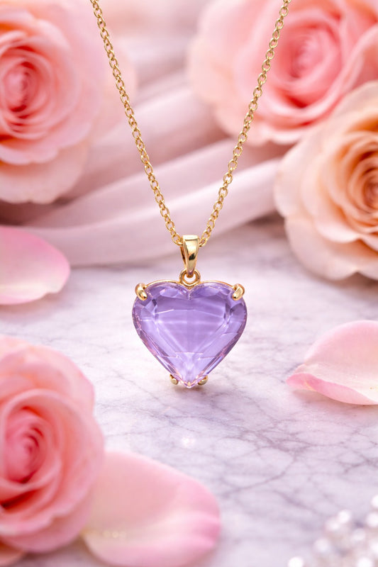 Eternal Lavender Heart Charm Necklace