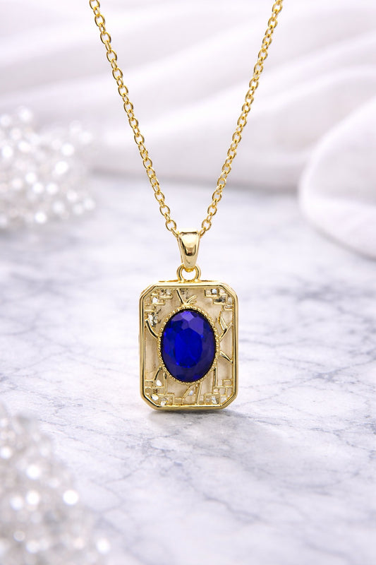 "Heritage" Art Deco Cobalt Blue Rectangular Pendant