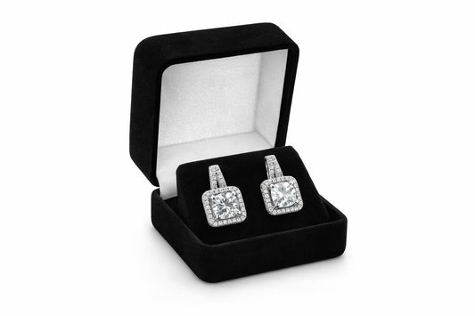 Stellar Geometric Halo Pendant Earrings