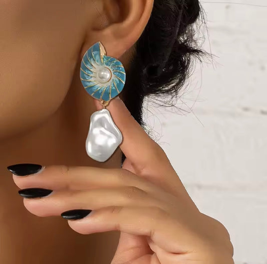 Baroque Pearl Seashell Earrings