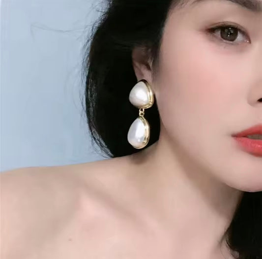 Hepburn Pearl Drop Stud Earrings