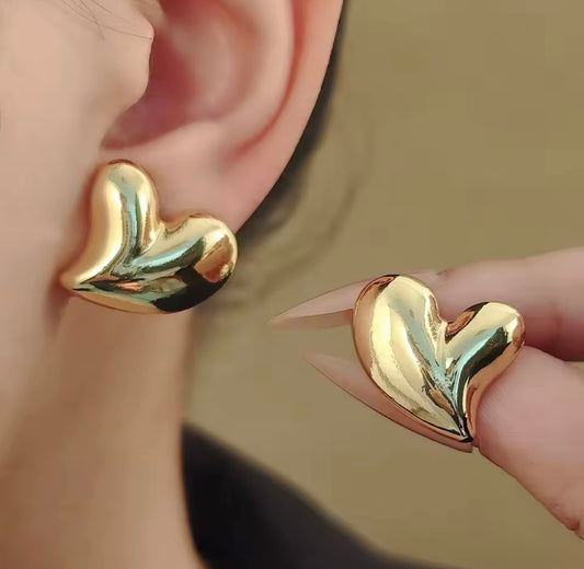 3D Heart Shaped Hoop Earrings