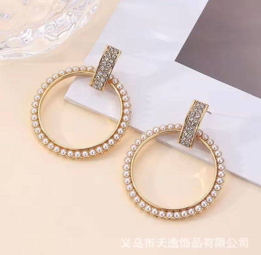 Diamond Circle Drop Earrings