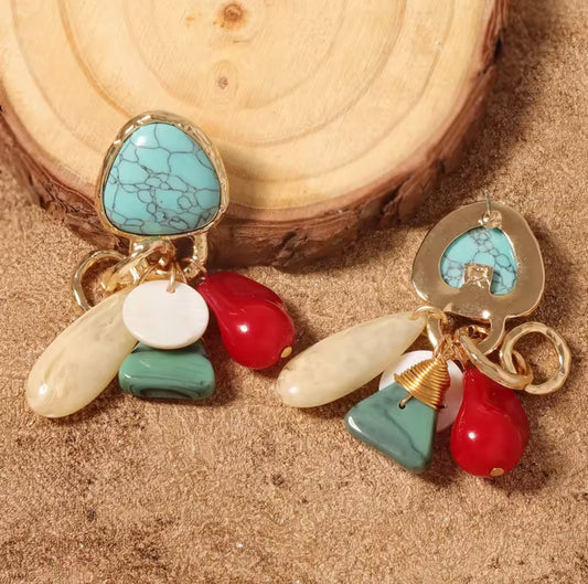 Vintage Geometric Resin Earrings