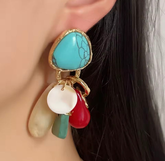 Vintage Geometric Resin Earrings