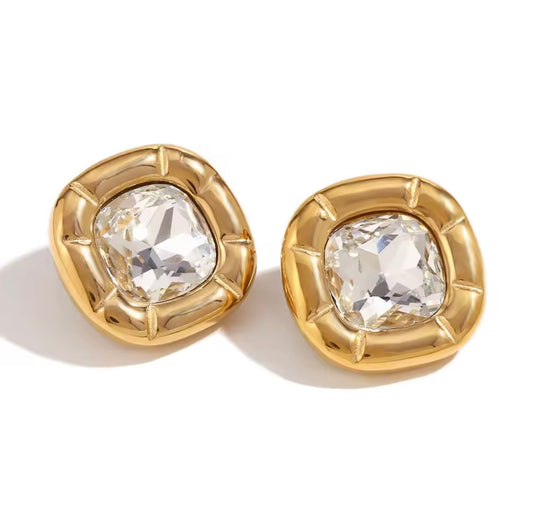 Vintage Zircon Gold Earrings