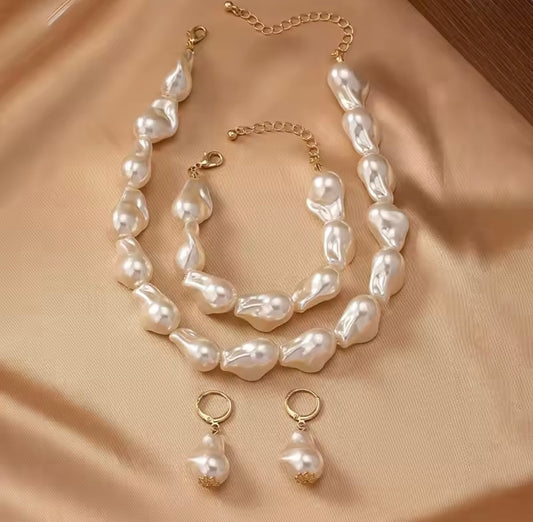 Pearl Jewelry Set 3-in-1