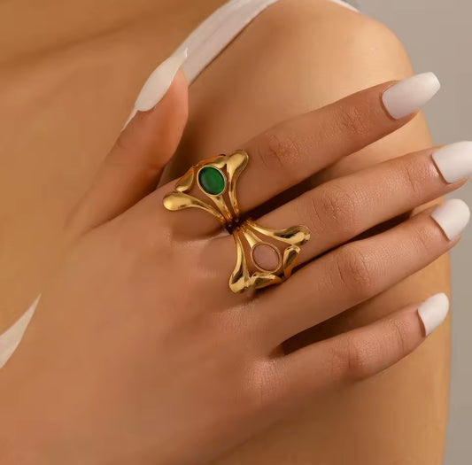 Adjustable Elliptical Rhinestone Ring