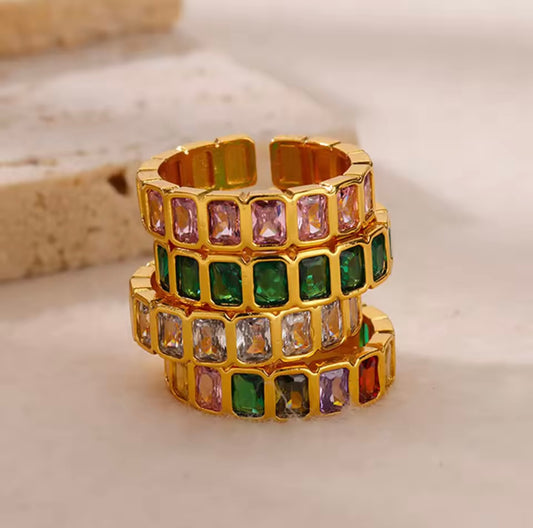 Cubic Zirconia Ring for Women Stainless Steel