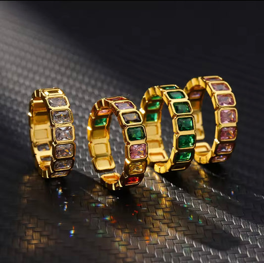 Cubic Zirconia Ring for Women Stainless Steel