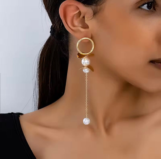 Pearl Tassel Chain Earrings