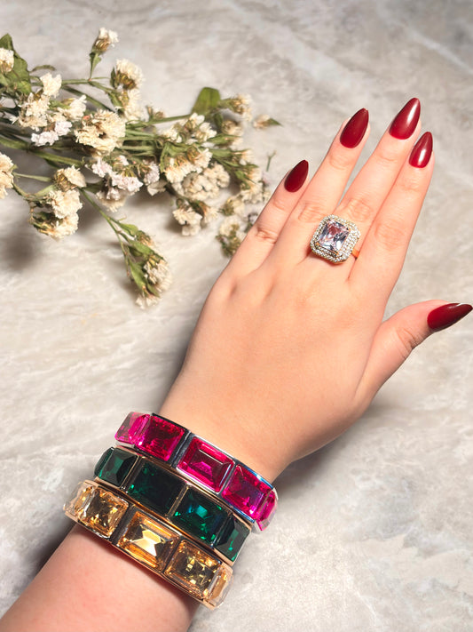 Crystal Stone Bangles Set