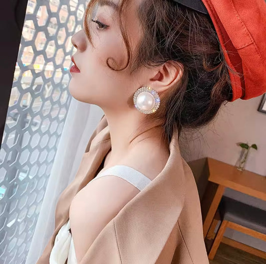 Luxury Pearl CZ Stud Earrings