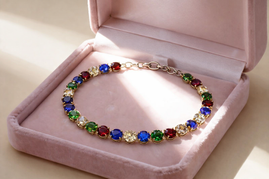 Luxury Multi-Color Gemstone Gold Bracelet for Women