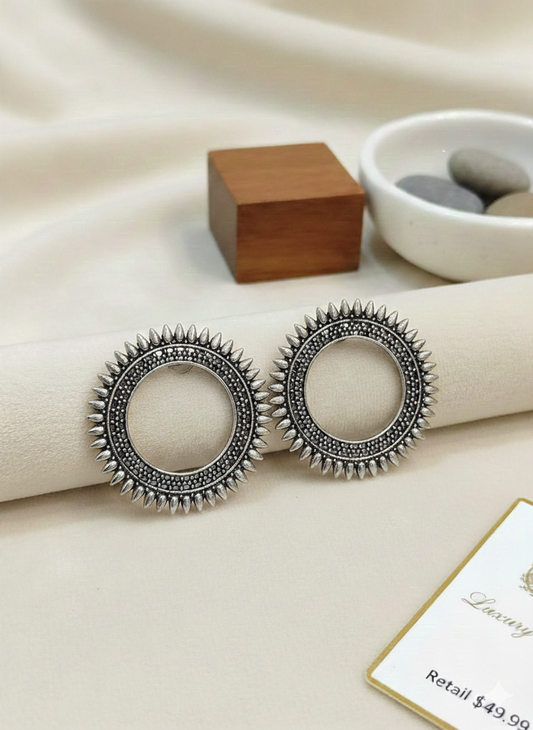 Imperial Sun Halo Round Statement Earrings