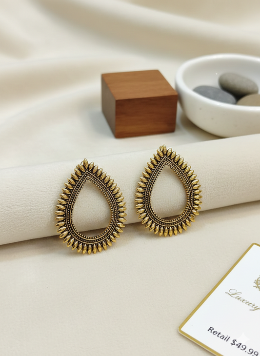 Royal Sunburst Teardrop Statement Earrings