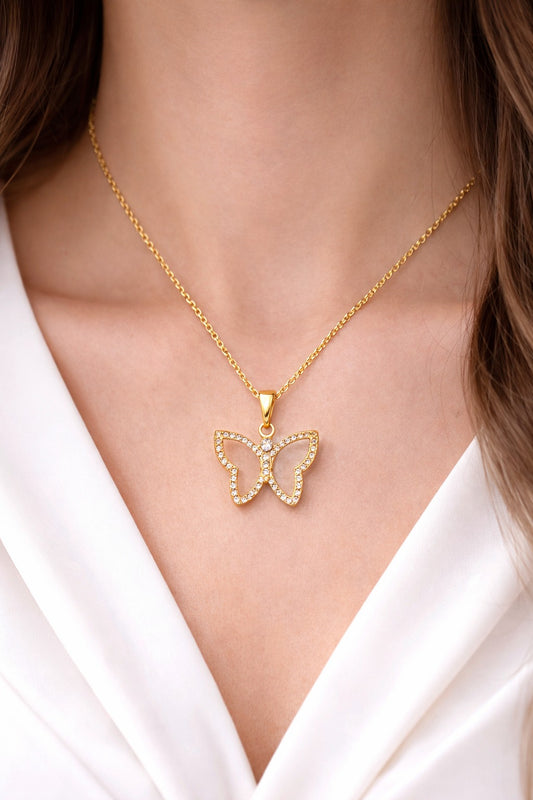 "Aurelia" Glimmering Butterfly Pendant Necklace
