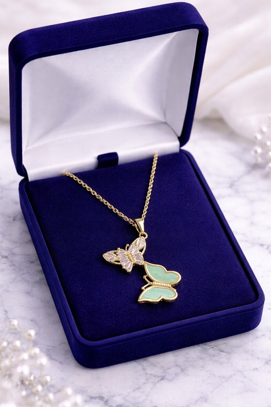 Duo Butterfly Pendant Necklace