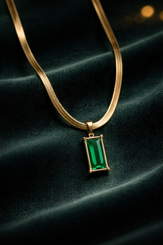 Heirloom Baguette Emerald Snake Chain